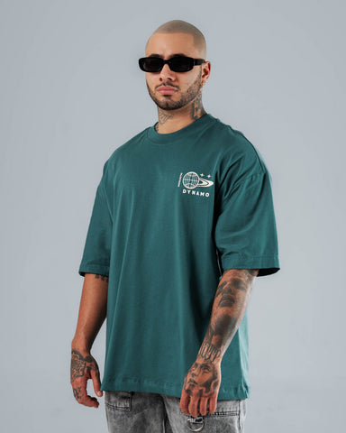 Camiseta Para Hombre Oversize Verde Botella Rave