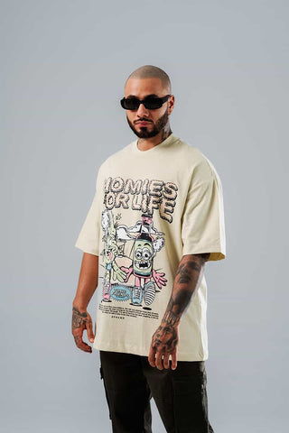 Camiseta Para Hombre Oversize Verde Laurel Homies For Life