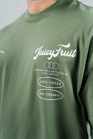 Camiseta Para Hombre Oversize Verde Militar Juicy Fruit