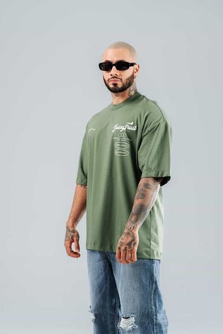 Camiseta Para Hombre Oversize Verde Militar Juicy Fruit