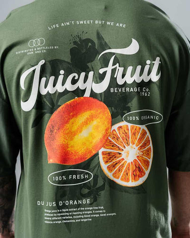 Camiseta Para Hombre Oversize Verde Militar Juicy Fruit