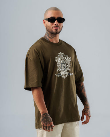 Camiseta Para Hombre Oversize Verde Militar Stramps