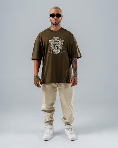 Camiseta Para Hombre Oversize Verde Militar Stramps