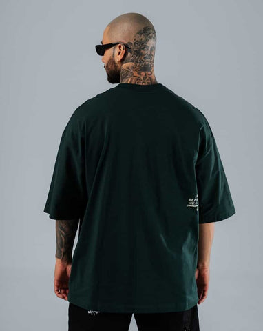 Camiseta Para Hombre Oversize Verde Pino Follow Me