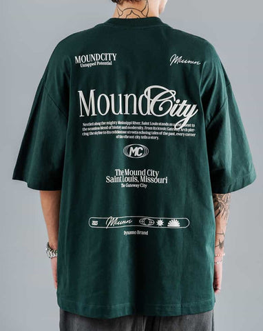 Camiseta Para Hombre Oversize Verde Pino Moundcity