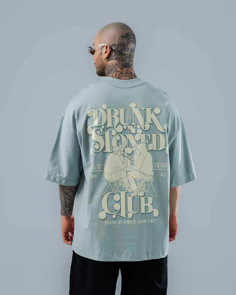 Camiseta Para Hombre Oversize Verde Seco Club