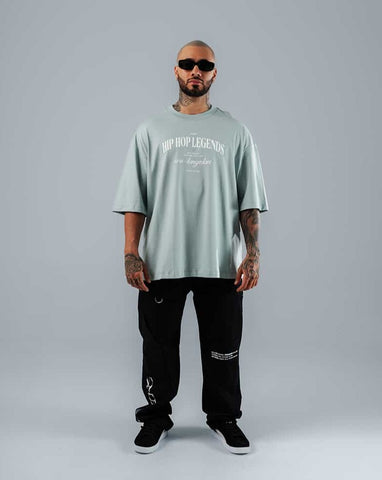 Camiseta Para Hombre Oversize Verde Seco Hip Hop Legends