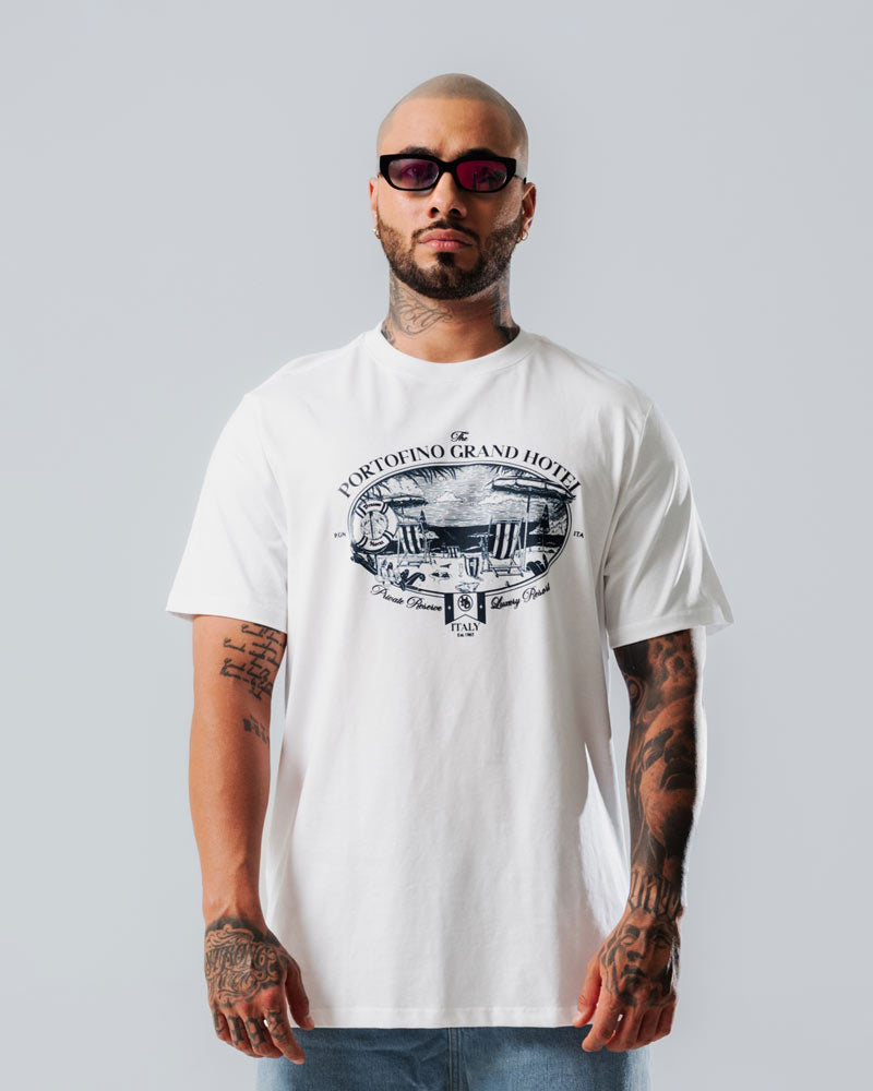 Camiseta Para Hombre Regular Blanco Grand Hotel