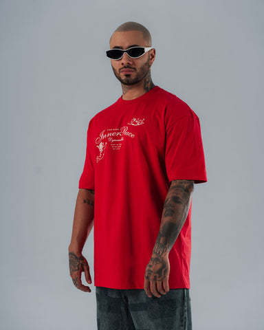 Camiseta Para Hombre Regular  Rojo Angel Chicano