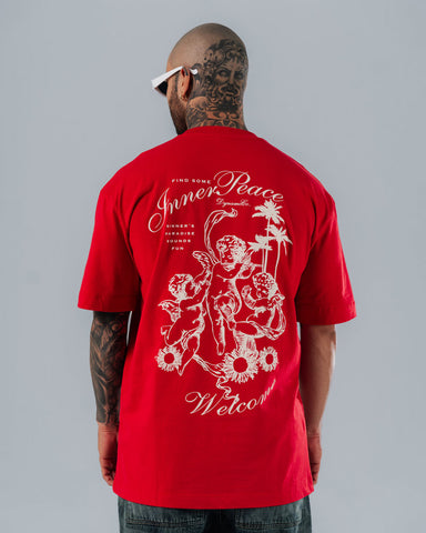 Camiseta Para Hombre Regular  Rojo Angel Chicano