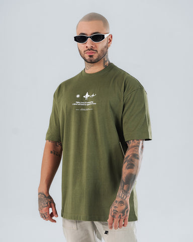 Camiseta Para Hombre Regular Verde Oscuro Tipografia