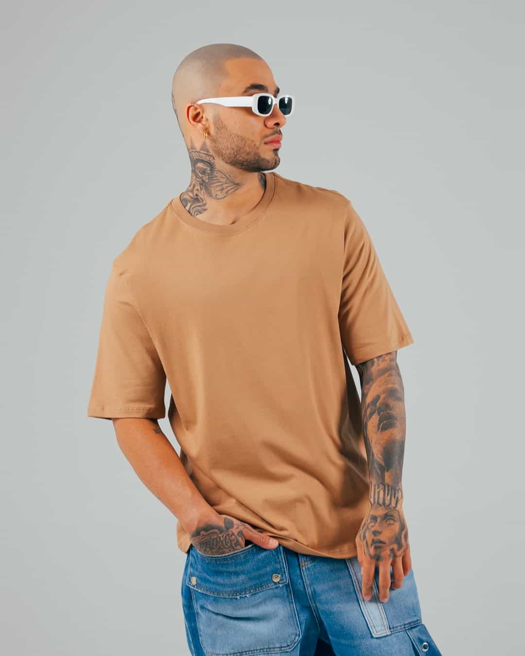 Camiseta Para Hombre Regular Básica Taupé