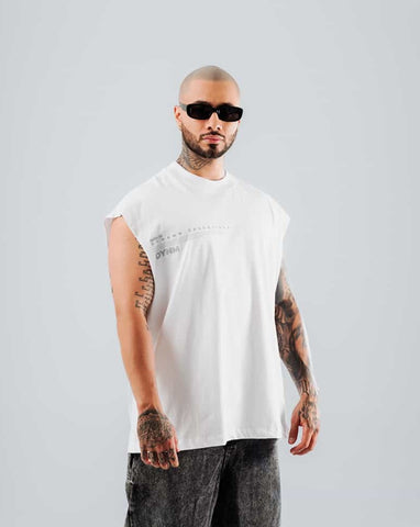 Camiseta Sin Mangas Oversize Para Hombre Blanca Everyday Essentials