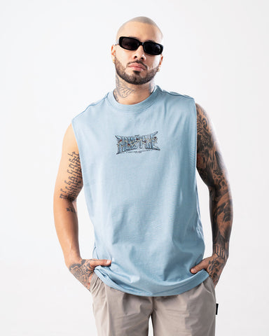 Camiseta Sin Mangas Para Hombre Azul Grisáceo Hustle