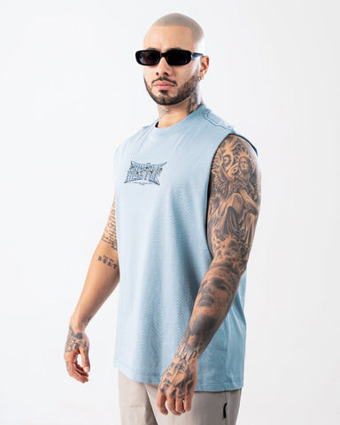 Camiseta Sin Mangas Para Hombre Azul Grisáceo Hustle