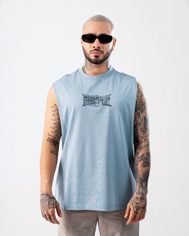 Camiseta Sin Mangas Para Hombre Azul Grisáceo Hustle