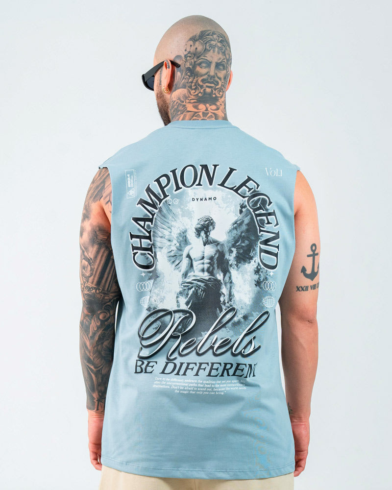 Camiseta Sin Mangas Para Hombre Azul Grisáceo Legend