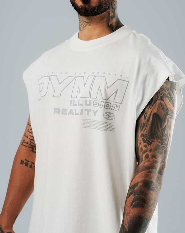 Camiseta Sin Mangas Para Hombre Blanca DYNM Ilusión