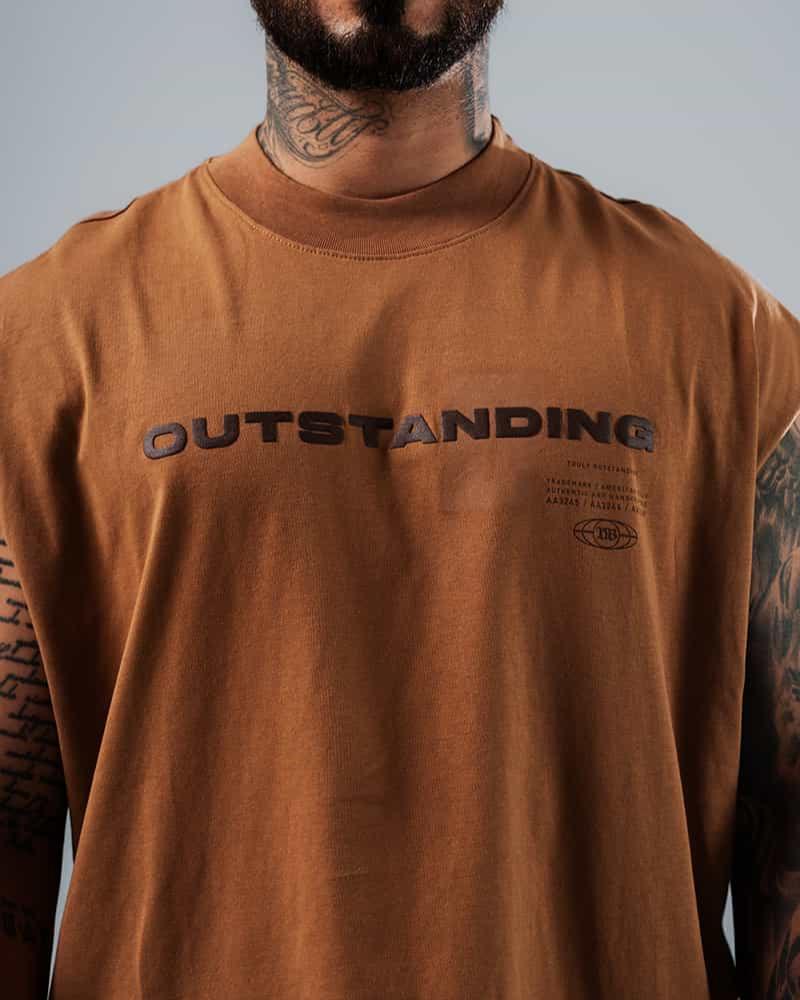 Camiseta Sin Mangas Para Hombre Café Claro Outstanding