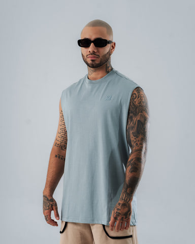 Camiseta Sin Mangas Regular Azul Grisáceo Essential