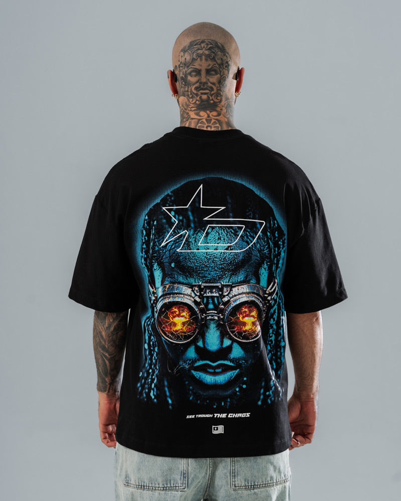 Camiseta Oversize Negra Cyberpunk