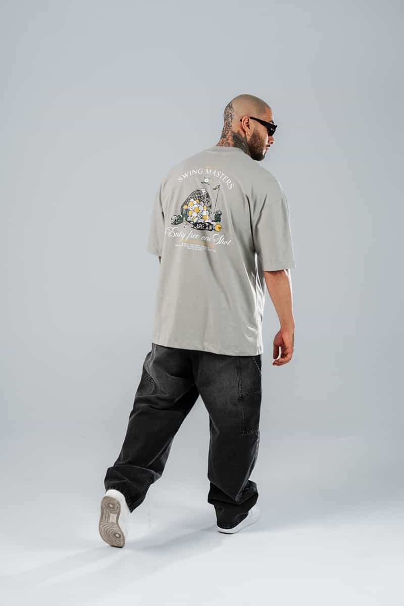 Camiseta Para Hombre Oversize  Gris Swing Masters