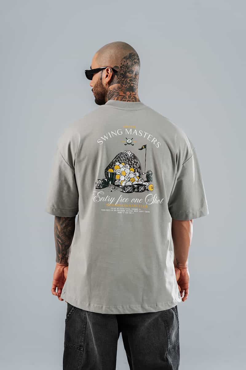 Camiseta Para Hombre Oversize  Gris Swing Masters