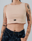 Crop Top Beige Para Mujer Corte Imperio