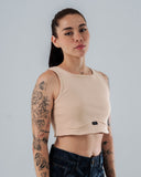 Crop Top Beige Para Mujer Corte Imperio
