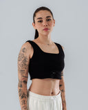 Crop Top Negro Escote Cuadrado