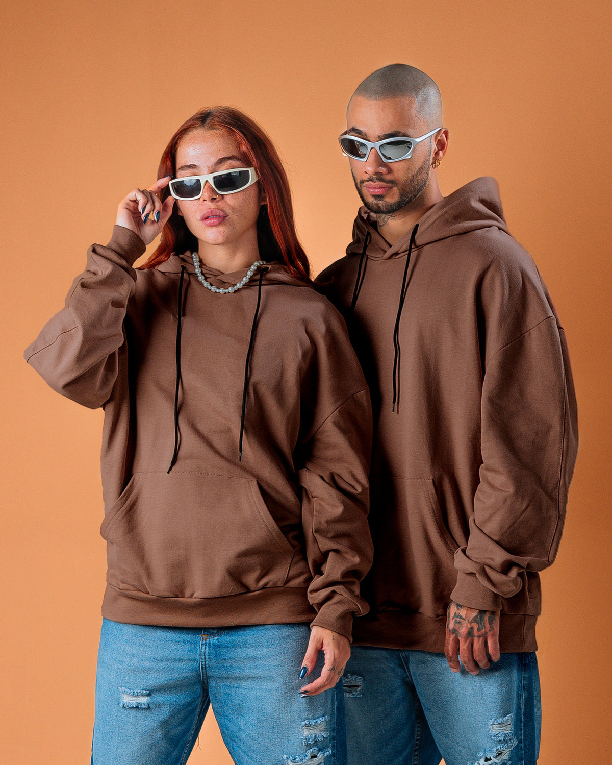Hoodie Oversize Básico Café oscuro