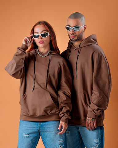 Hoodie Oversize Básico Café oscuro