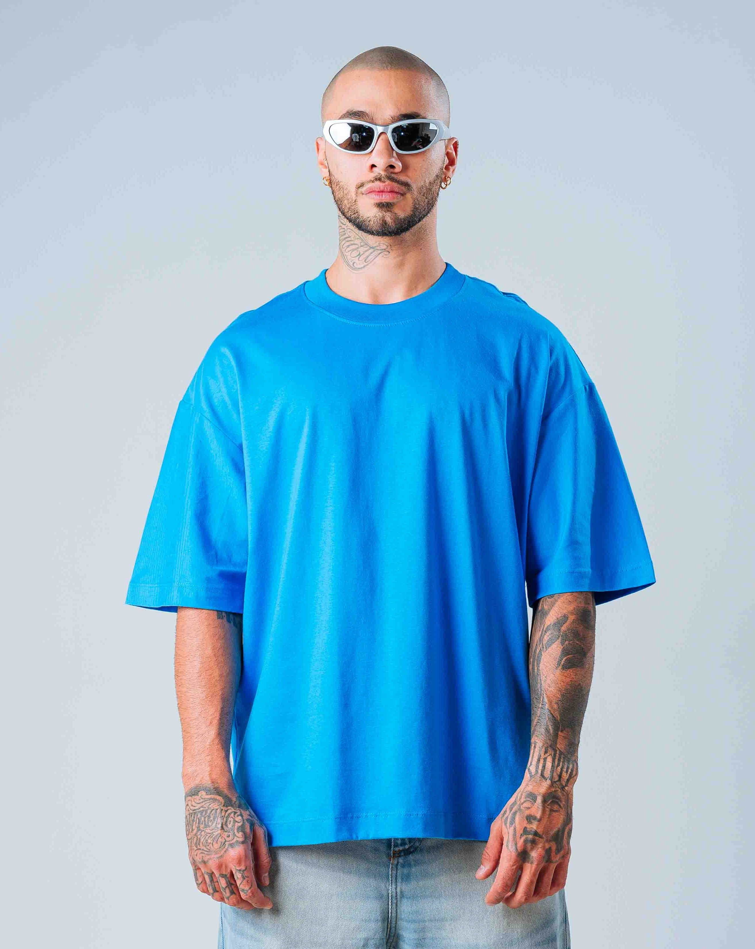 Camiseta Básica Oversize Azul Persia