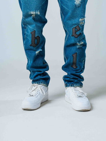 Jeans Vintage Azul Bordado