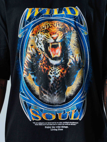 Camiseta Oversize Negra Wild