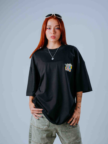 Camiseta Oversize  Negra Hashish
