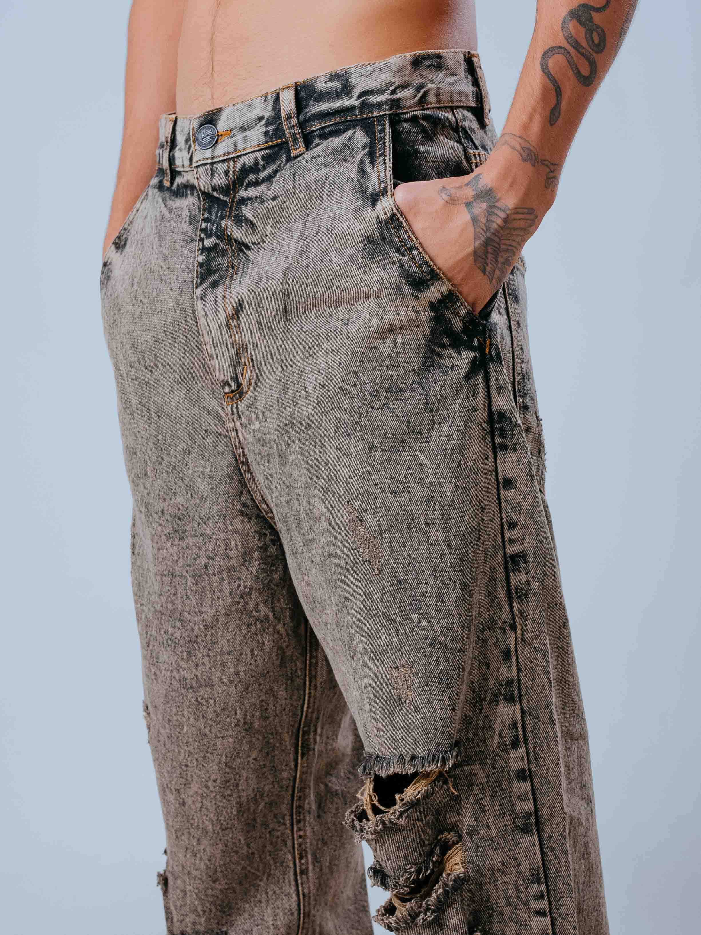 Jeans Baggy Negro Con Bolsillo - Ref 374