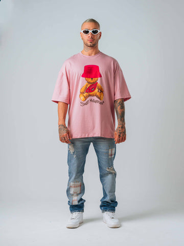 Camiseta Oversize Rosado Oso
