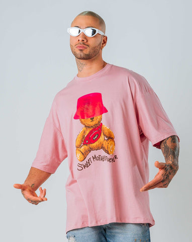 Camiseta Oversize Rosado Oso