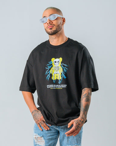 Camiseta Oversize Negra Huesos