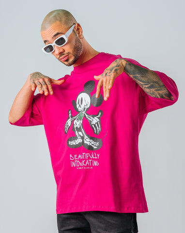 Camiseta Oversize Magenta Huesos
