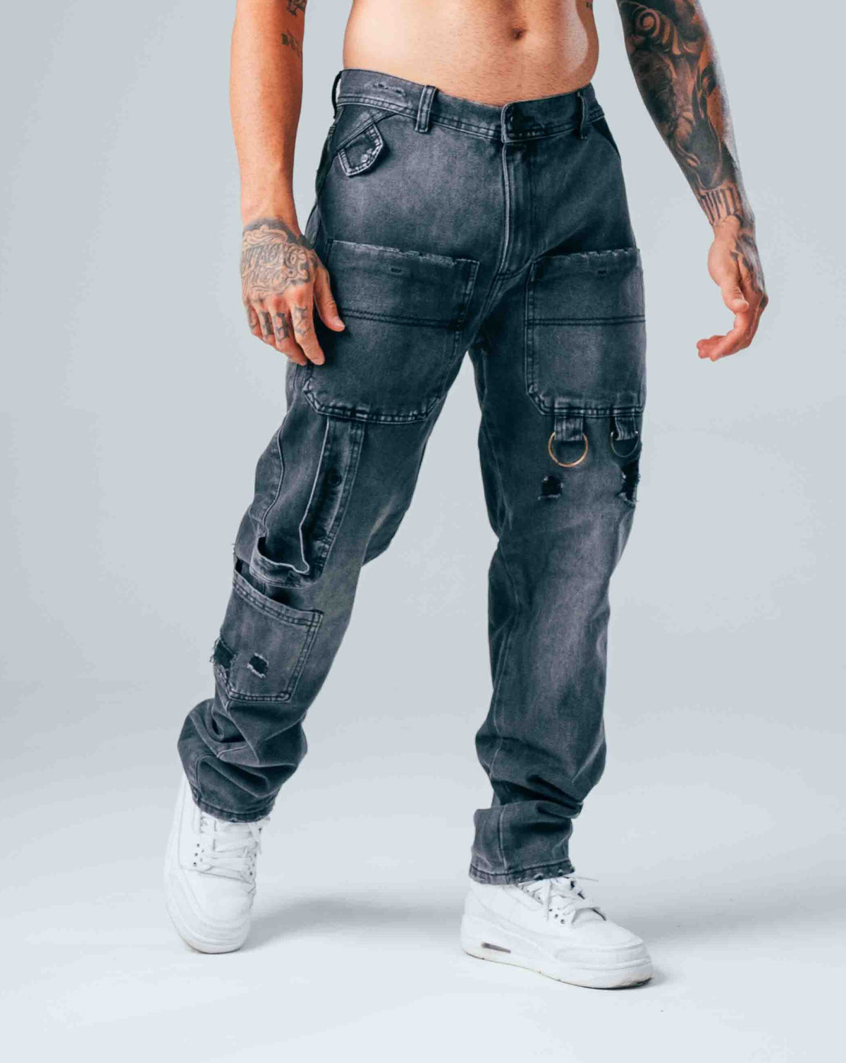 Jeans Regular Negro Con Bolsillos - Ref 401