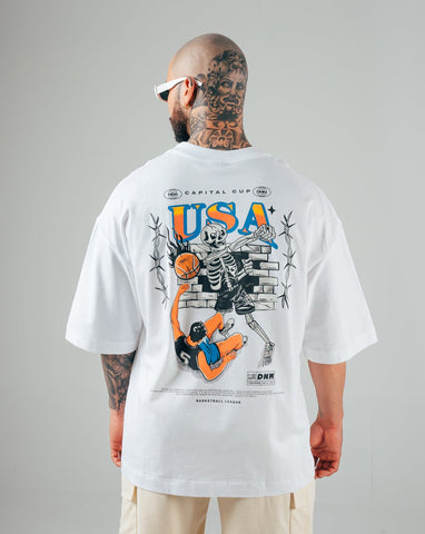 Camiseta Oversize Blanca USA