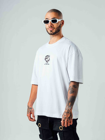 Camiseta Oversize Blanca Snake Atlanta