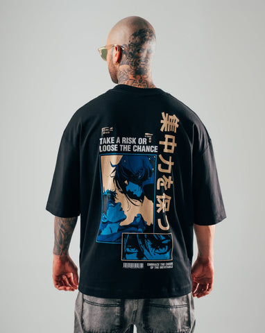 Camiseta Oversize Negra Anime