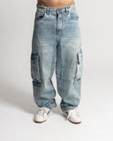 Jeans Baggy Cargo Azul