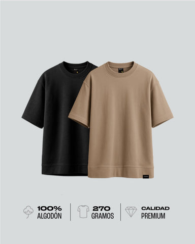 Duo Pack Camisetas Oversize Básicas Earth Tone - 270g