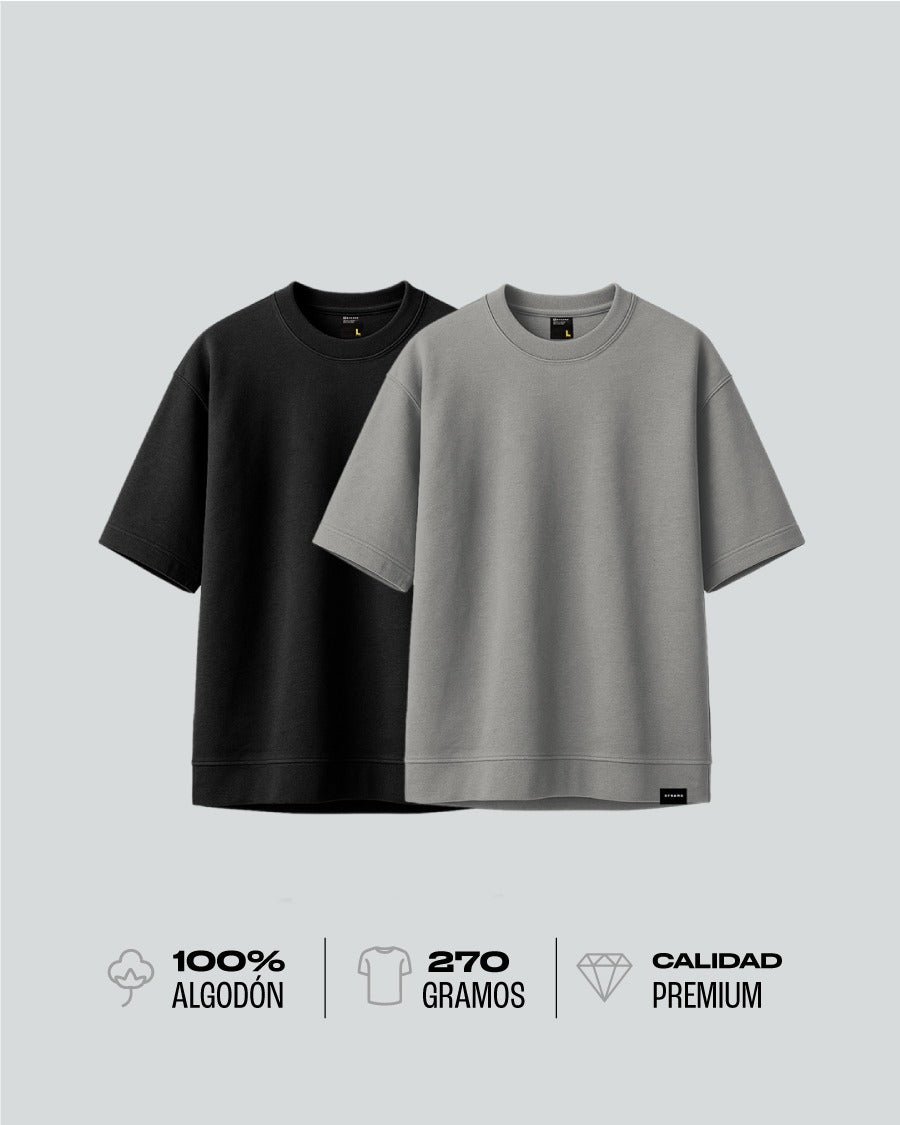Duo Pack Camisetas Oversize Básicas Neutro -  270g