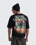 Camiseta Negra Boxy Fit Rewind State