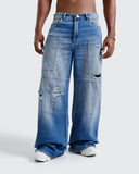Jean Azul Wide Leg Stitched